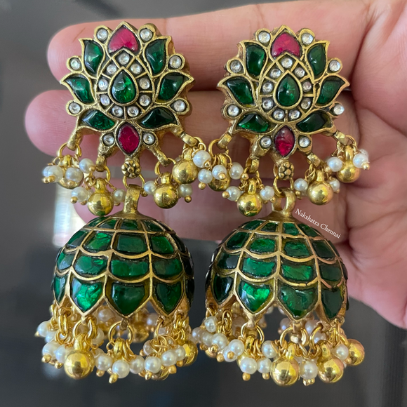 Kundan jadau Emerald Tamara jumkha