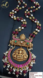 Kundan jadau Lakshmi Grand Haram Neckpiece with Maroon beads