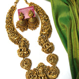 PRE-BOOK | Antique Intricate work grand Lakshmi bridal Haram set