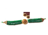 Kemp stones three layer choker set with green beads