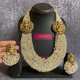 Premium Pearl Bunch Goddess Grand Haram Bridal Set