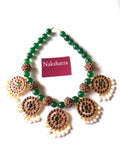 Multi round kemp pendants Rudraksha choker neckpiece