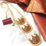 Kemp stones half moon three layer pearl strand Neckpiece
