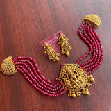 Premium Antique Matte Goddess Grand High Neck Choker Set ( Colors Available)