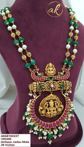 Kundan jadau Lakshmi Grand Haram Neckpiece with Green beads