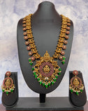 PRE-BOOK | Premium Antique Polish Real kemp Grand Goddess Haram Set - With Green beads