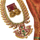 Kundan Jadau Grand Haram Set -Pink Real kemp