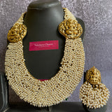 Premium Pearl Bunch Goddess Grand Haram Bridal Set