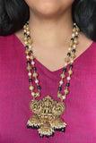Premium Antique Goddess Green Beads Grand Haram Set