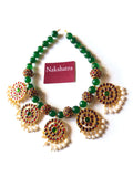 Multi round kemp pendants Rudraksha choker neckpiece