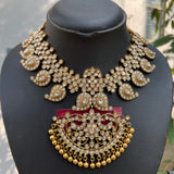 Premium Antique Mango Non-Idol Kundan Stones Grand Short Chain set