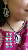 German Silver daily wear peacock pendant set