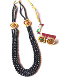 Black agate beads three layer kemp haram set
