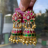 Real kemp Kundan Jadau Bridal jumkha with GOLD BEADS