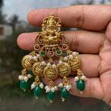 PRE-BOOK | Premium Antique matte Goddess Grand Pearl Bunch Bridal Haram Set