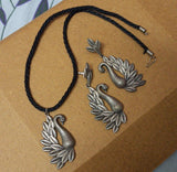 German Silver daily wear peacock pendant set