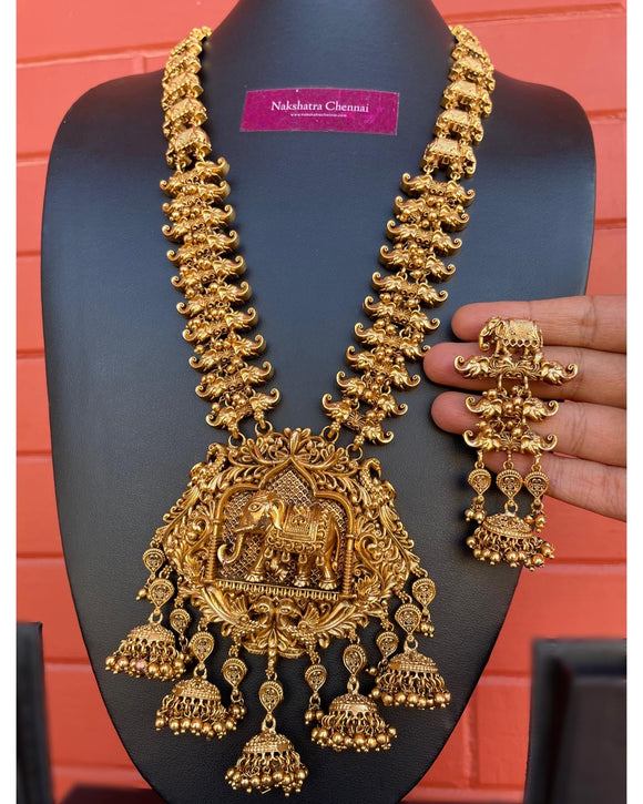 PRE- BOOK |Premium Antique polish Haathi Bridal Haram Set