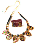 Black beads kemp stones mango spacer choker set