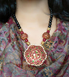 Kemp stones flower pendant Rudraksha neckpiece