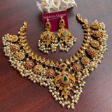 PRE-BOOK: Premium Matte Lakshmi Coin Guttapusalu Grand Short Chain Set