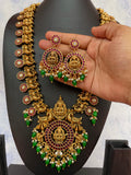 PRE-BOOK | Premium Antique Polish Real kemp Grand Goddess Haram Set - With Green beads