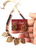 Black beads kemp stones mango spacer choker set