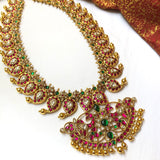 Kundan Jadau Grand Haram Set -Pink Real kemp
