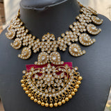 Premium Antique Mango Non-Idol Kundan Stones Grand Short Chain set