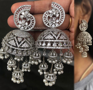 Premium AD stones Grand Festive Earrings (Colors Available)