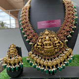 PRE-BOOK | Premium Antique matte Goddess Grand Pearl Bunch Bridal Haram Set