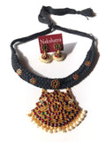 Black thread kemp stones choker set