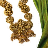 PRE-BOOK | Antique Intricate work grand Lakshmi bridal Haram set