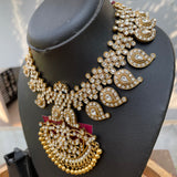 Premium Antique Mango Non-Idol Kundan Stones Grand Short Chain set