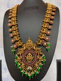 PRE-BOOK | Premium Antique Polish Real kemp Grand Goddess Haram Set - With Green beads