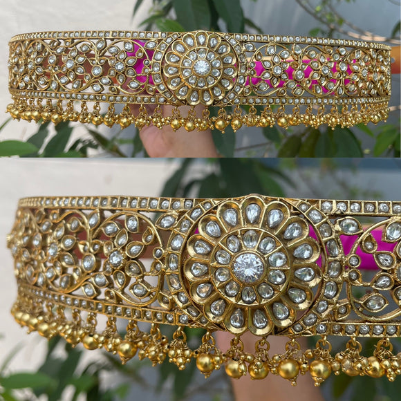 Premium Matte Kundan Stones Bridal Waist Belt