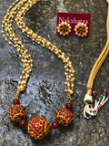 Pearl layers Rudraksha kemp beads Neckpiece Set