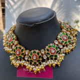 Kundan Jadau Emerald stones Tamara Grand Choker Set