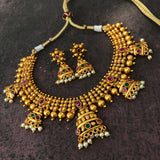 Temple matte half Jumkha short chain set