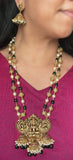 Premium Antique Goddess Green Beads Grand Haram Set