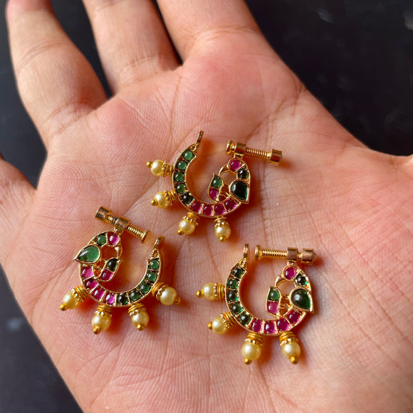 Cute Peacock Real 14k Gold Indian Women Nose Stud Push Pin – Karizma Jewels