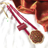 Flower kemp pendant with two layer beads neckpiece