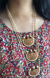 Kemp stones half moon three layer pearl strand Neckpiece