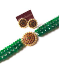 Kemp stones three layer choker set with green beads