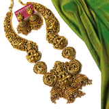 PRE-BOOK | Antique Intricate work grand Lakshmi bridal Haram set