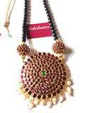 Big Surya pendant - Rudraksha kemp stones with black beads Neckpiece