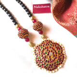 Kemp stones flower pendant Rudraksha neckpiece