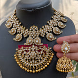 Premium Antique Mango Non-Idol Kundan Stones Grand Short Chain set