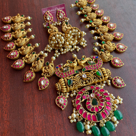 Kundan Jadau Grand Peacock Haram set