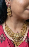 Antique Gold cluster beads  Lakshmi Grand short Haram Bridal set